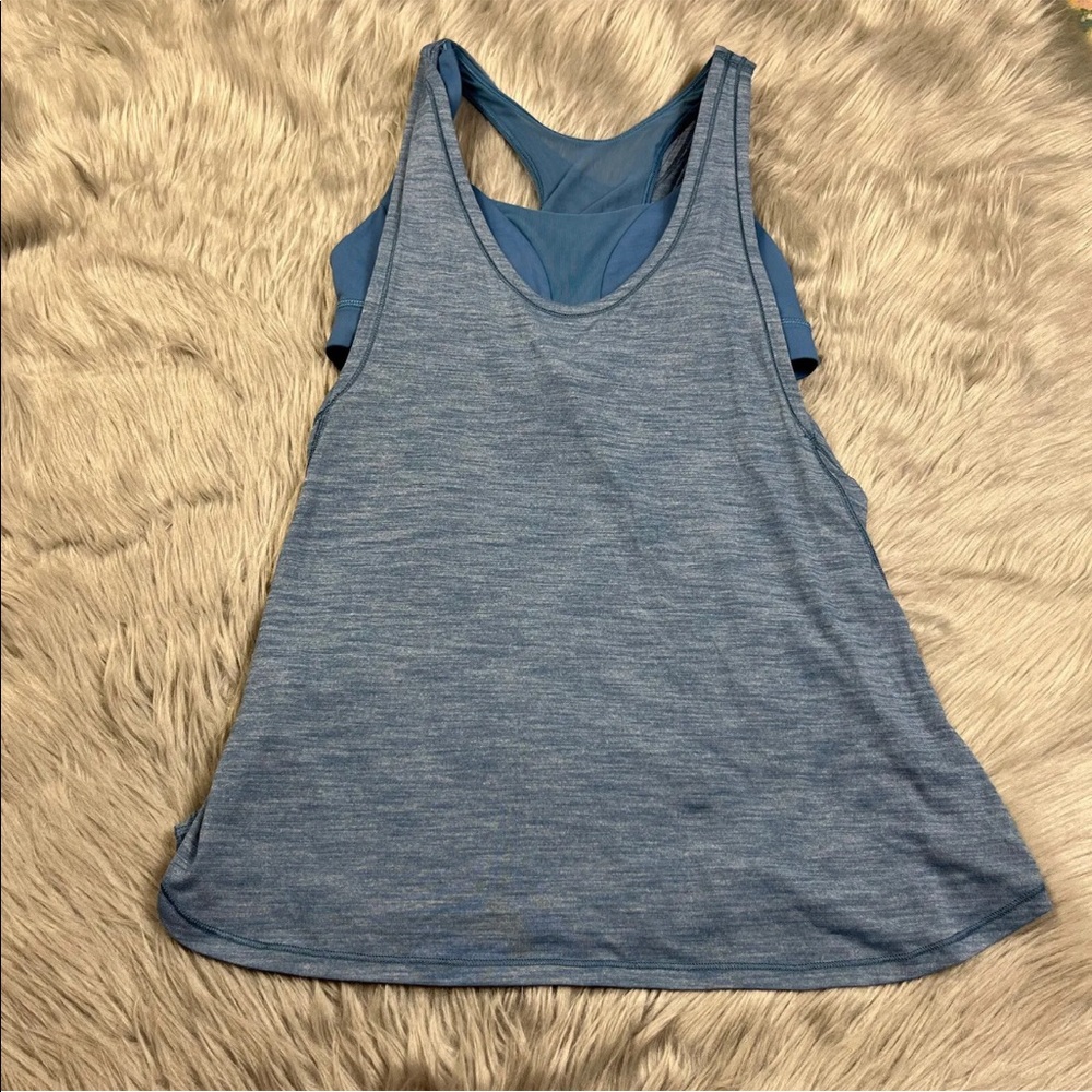 Lululemon Glide And Stride Tank Heathered Illuminight Blue Size 8